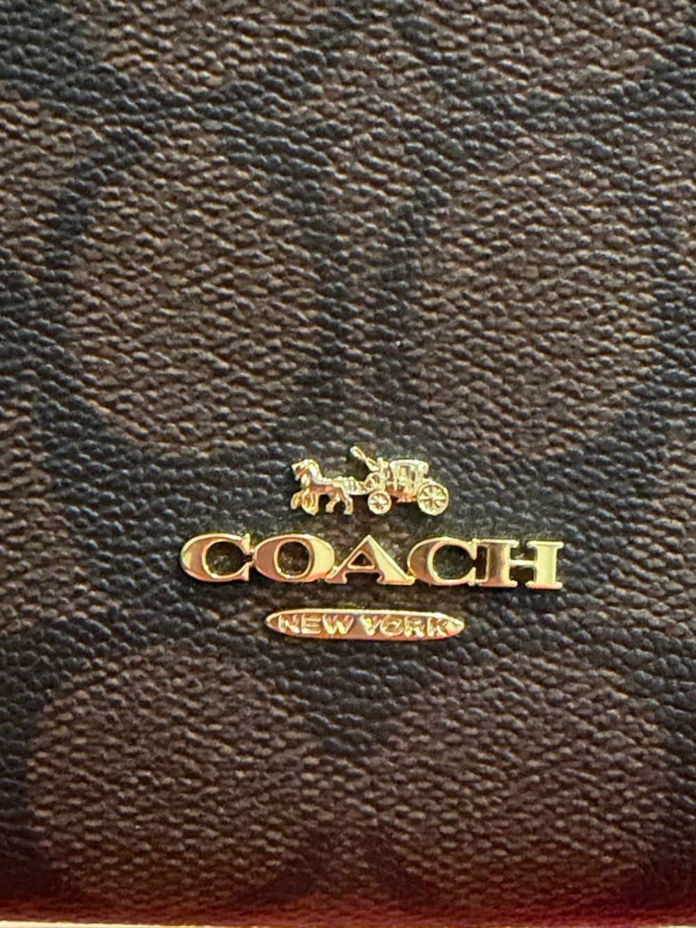 Coach Brown/Tan Signature Double Zip Wristlet with Gold Hardware - Picture 4 of 8